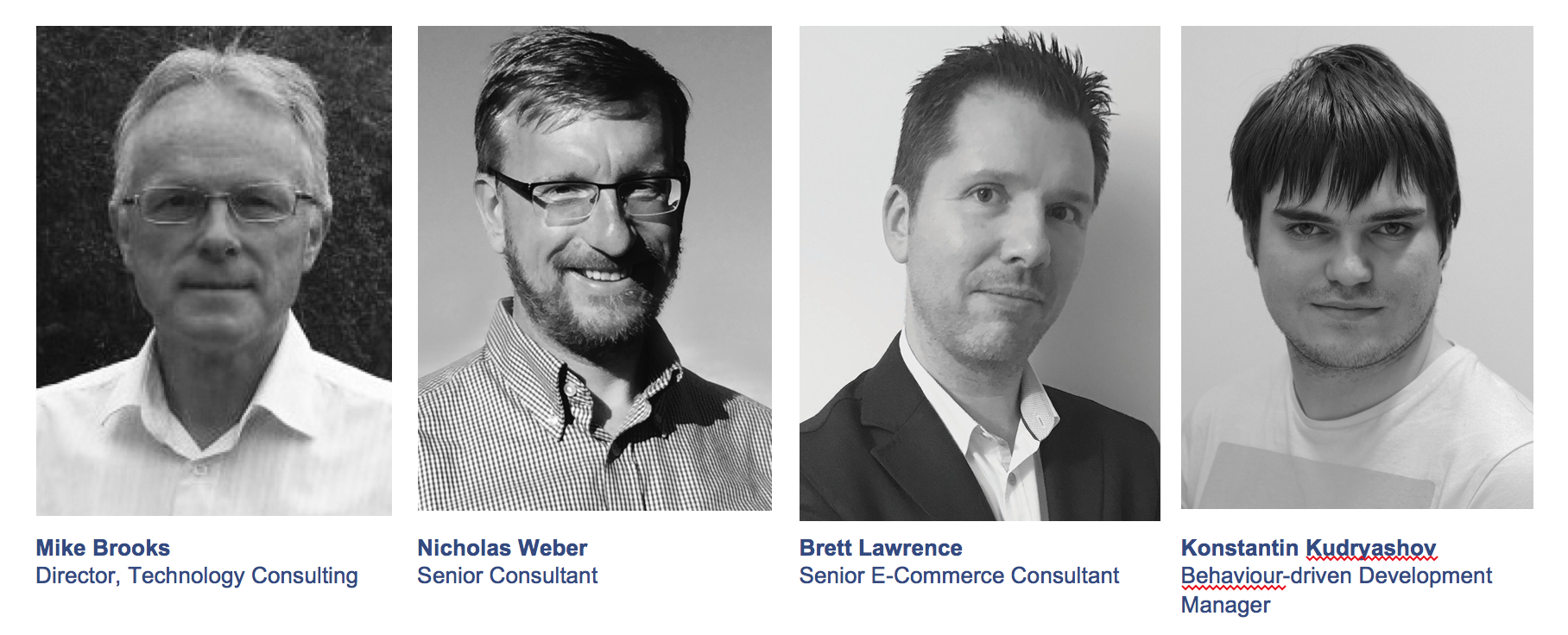 Mike Brroks, Nicholas Weber, Brett Lawrence und Konstantin Kudryashov von Inviqa