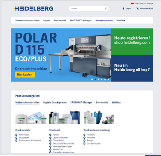 Bildschirmfoto von der Webseite der Heidelberger Druckmaschinen