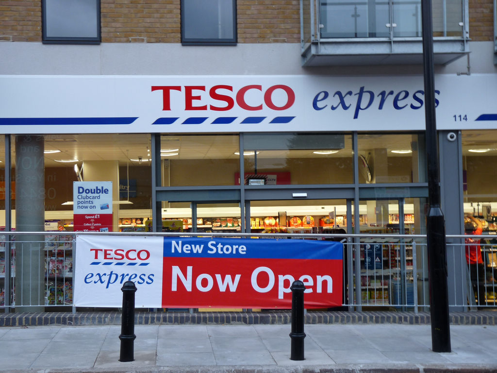 The outside of a Tesco store
