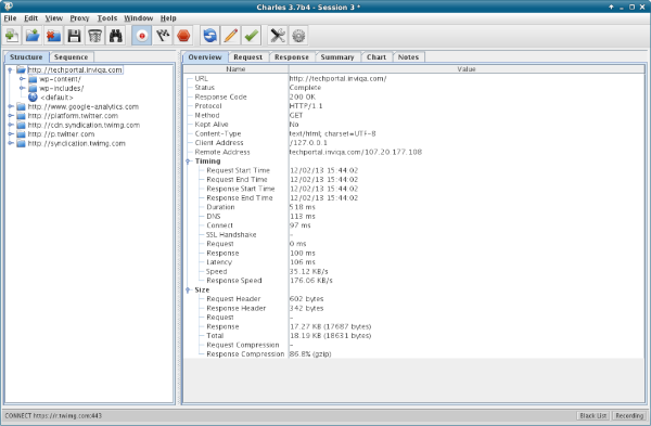 screenshot of structure tab view in charles