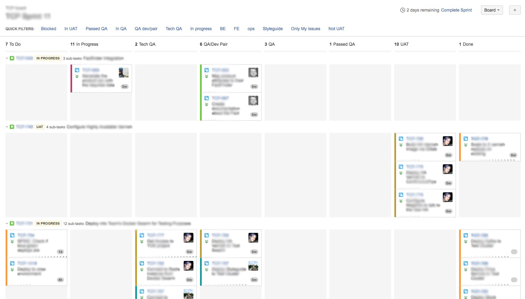 screenshot from Jira showing what a push system looks like