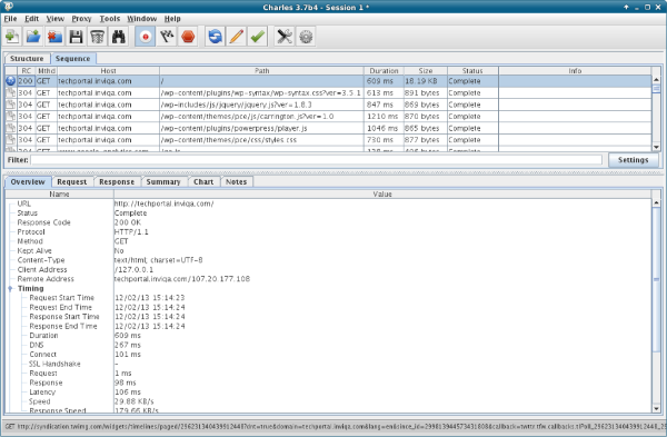 screenshot of sequence tab view in charles