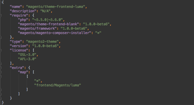 screenshot from terminal of the file structure of the Magento Blank theme