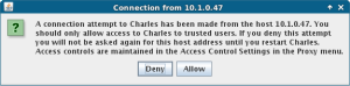 Screenshot showing connecting attempt to Charles