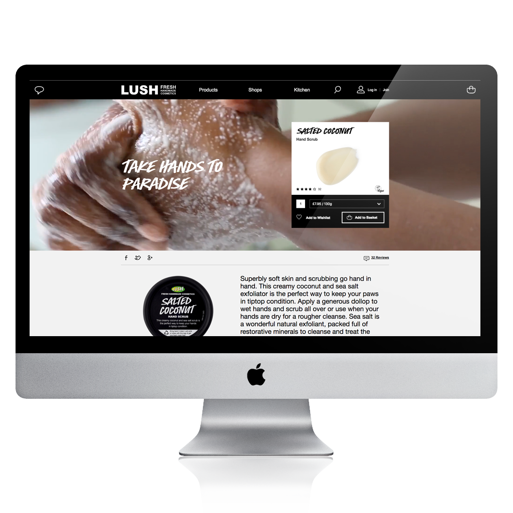 Bildschirm mit Lush Webseite