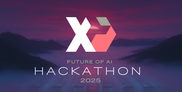 Images with a stylised XD and the words The Future of AI Hackathon 2025 on it