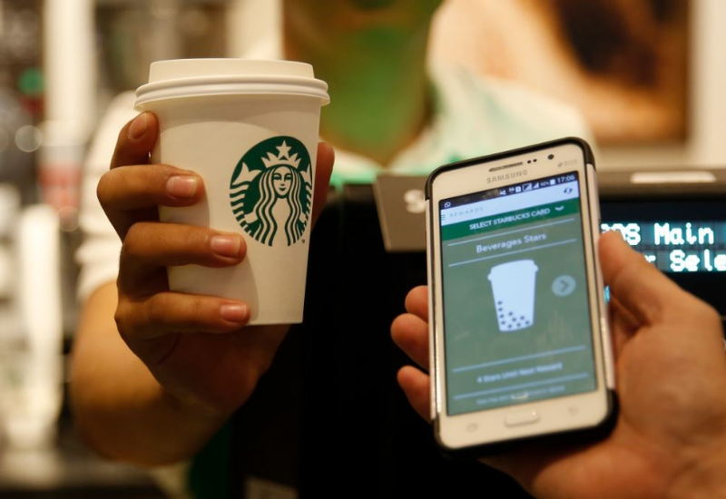 Starbucks coffee purchase with mobile app