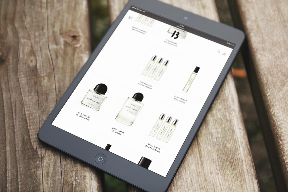 Screenshot von Byredo Webseite auf IPad