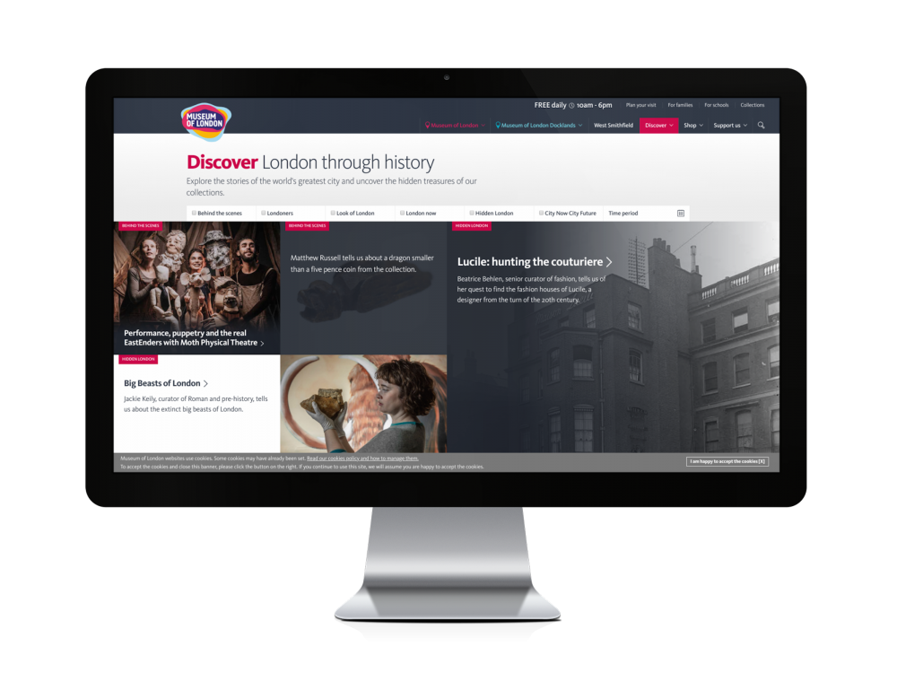 Screenshot der Webseite des Museum of London