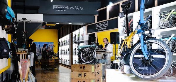 Inside a Brompton bike shop