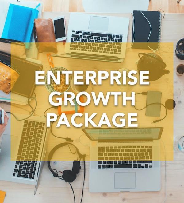 Enterprise Growth Package sign with devices in the background