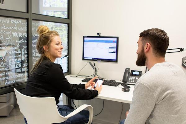 Female and male attending user testing session