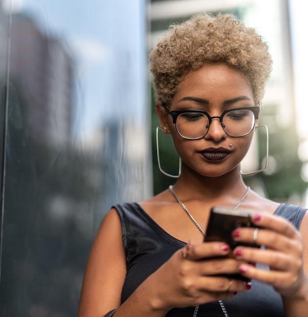 Woman browsing on mobile